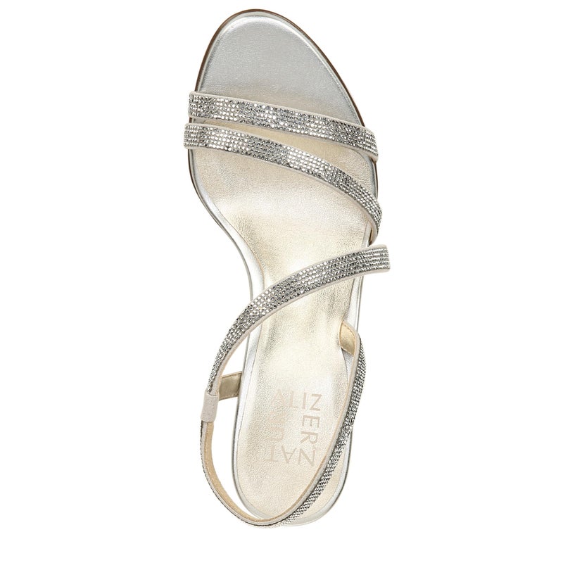 Naturalizer Womens Vanessa2 Rhinestone Embellished Strappy Heeled Sandal ,Silver ,8N - Image 5